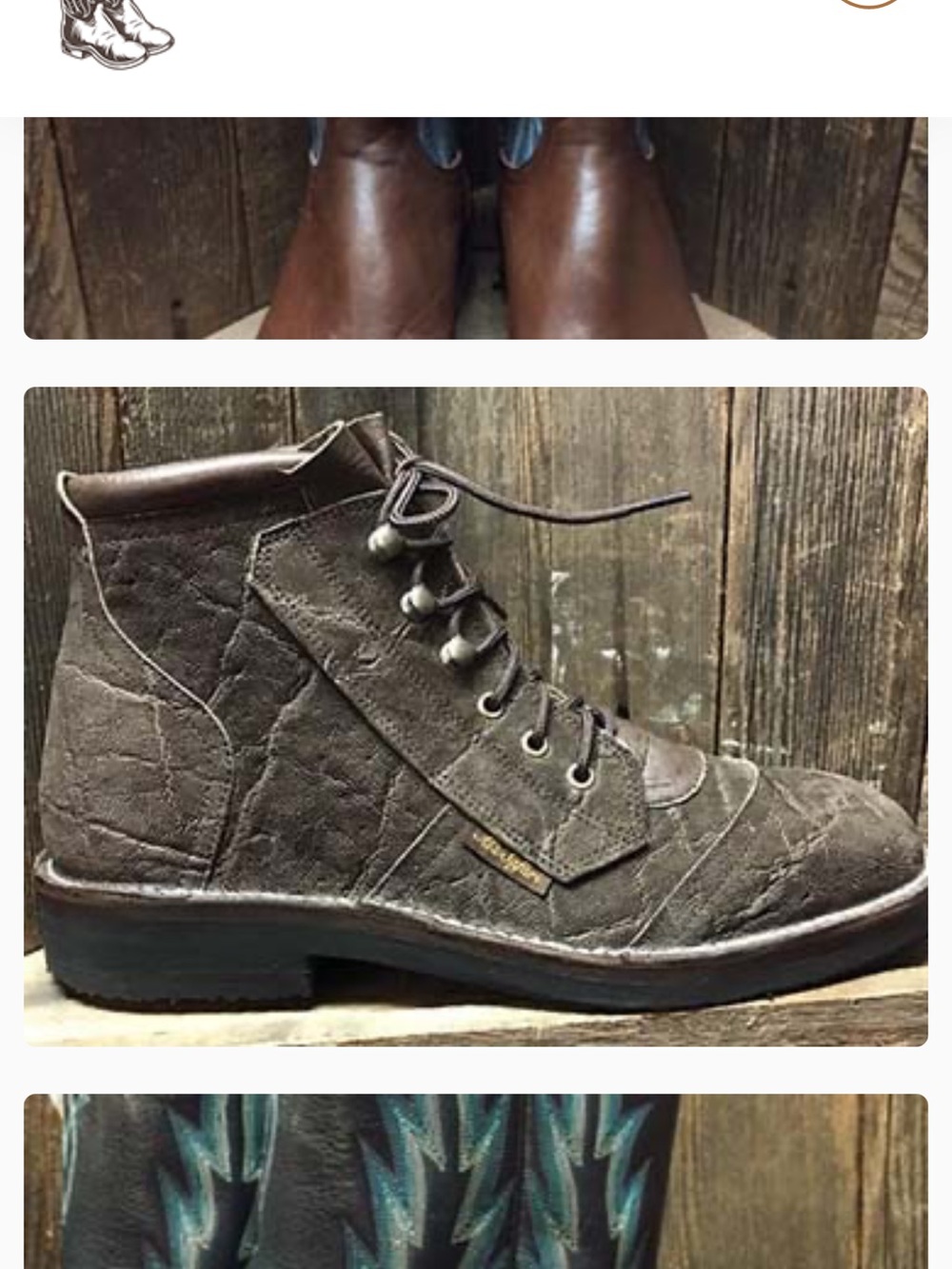 James Leddy Custom Men's Brown Elephant Leather Lace-Up Boots w/ Vibram sole